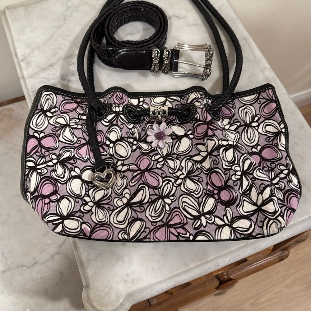 Brighton Lavender, Black and White Women's Shoulder Bag and Belt Set